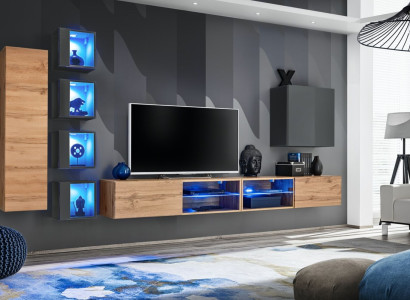 Set Wohnwand 320 cm Wandschrank TV-Ständer Modern Sideboard Wohnzimmermöbel